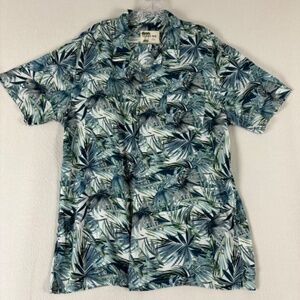 KAHUNA BAY by Visitor Tropical Palm Tree Leaves Short Sleeve Button Down Shirt L